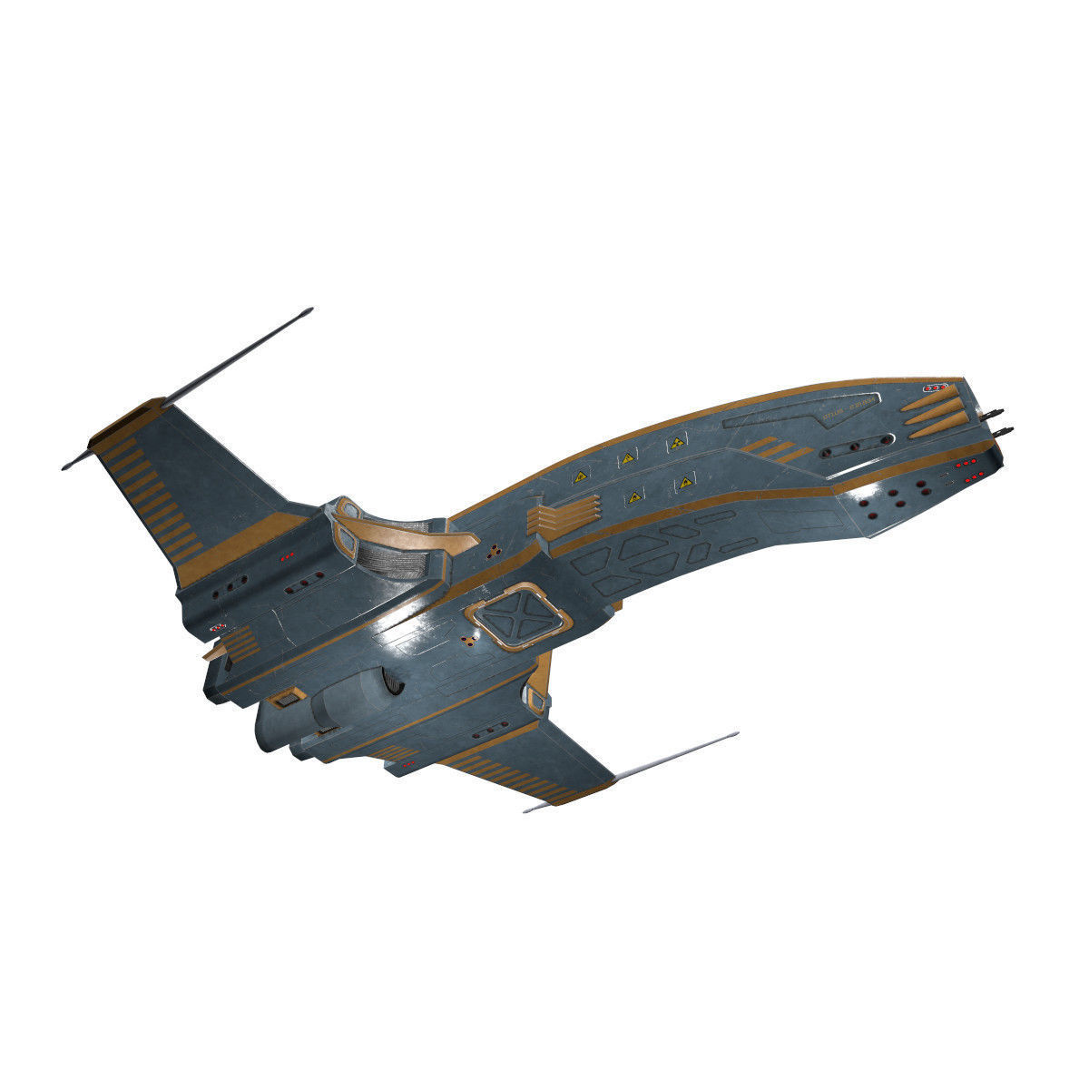 Spaceship Dagger Type 1 Blue Low-poly 3D model_26