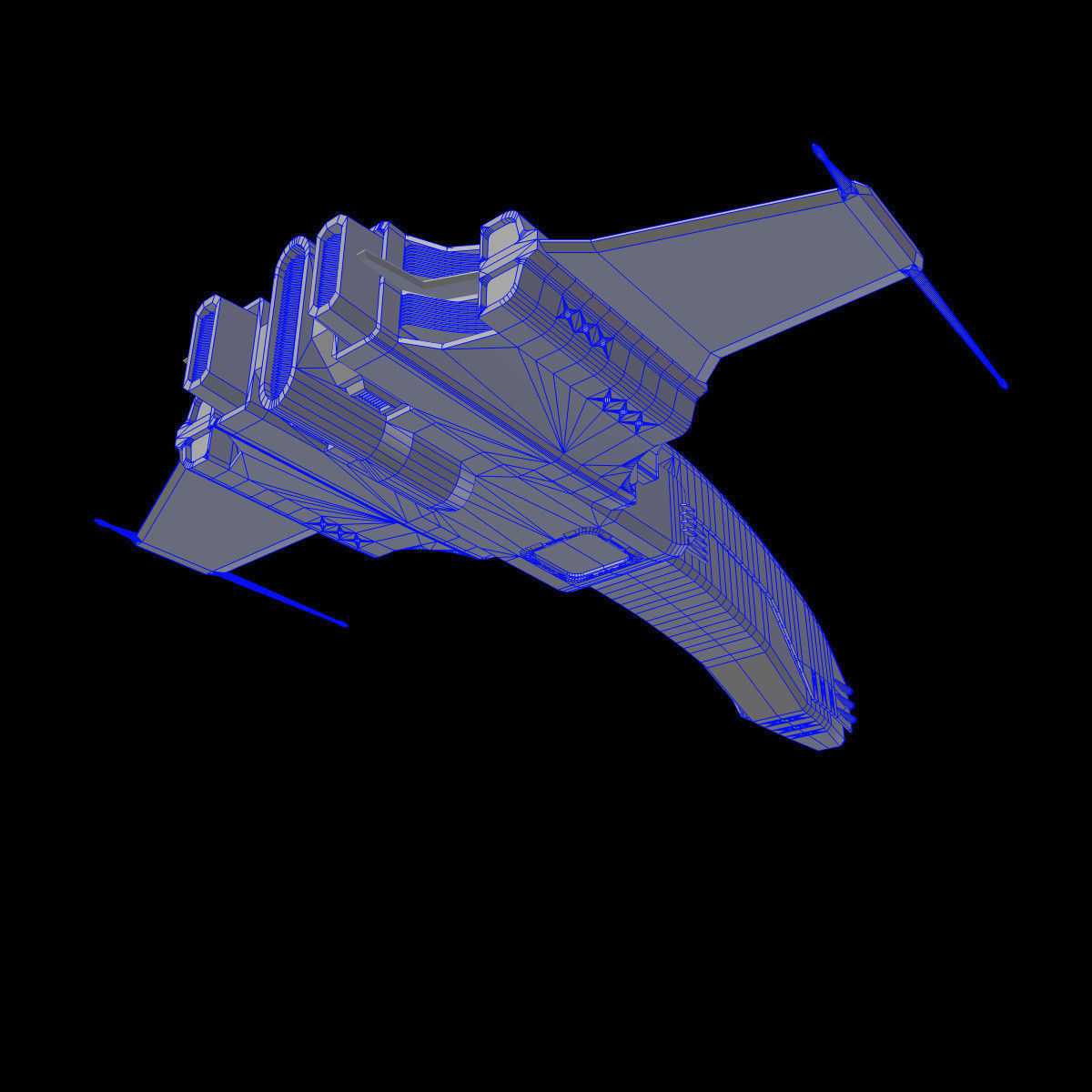 Spaceship Dagger Type 1 Blue Low-poly 3D model_38