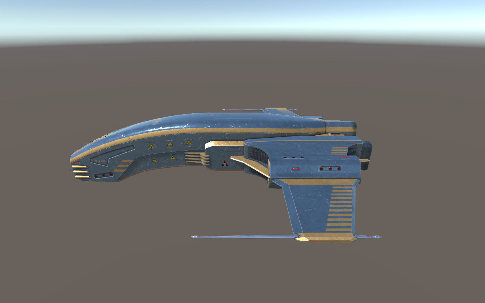 Spaceship Dagger Type 1 Blue Low-poly 3D model_8