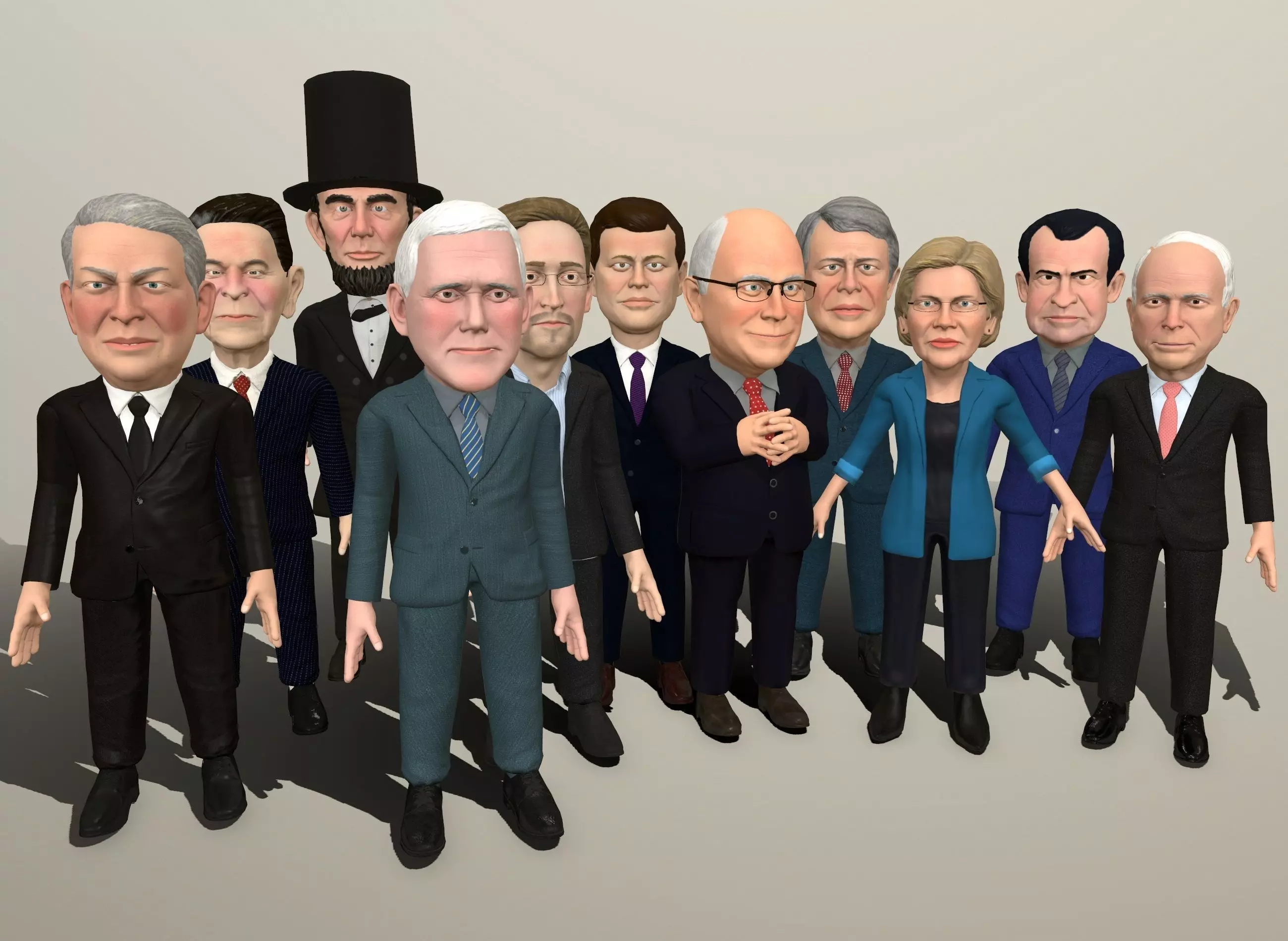 Political caricatures pack 3  Low-poly 3D model_0