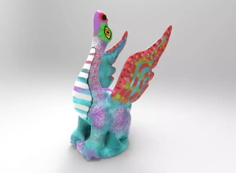 Alebrije colorful dragon figurine 3D print model