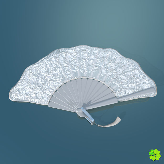 Hand fan lace multicolor rigged low poly Low-poly 3D model_5