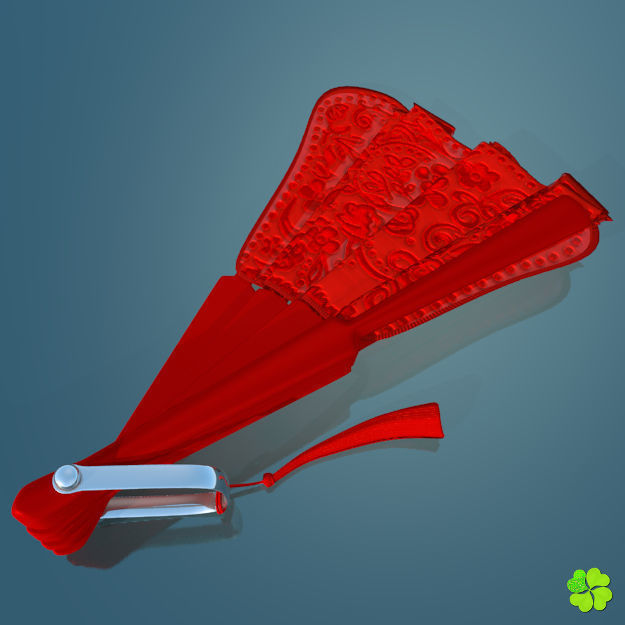 Hand fan lace multicolor rigged low poly Low-poly 3D model_27