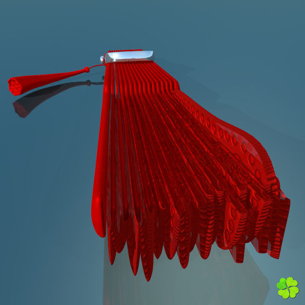Hand fan lace multicolor rigged low poly Low-poly 3D model_16