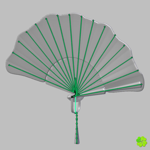 Hand fan lace multicolor rigged low poly Low-poly 3D model_42