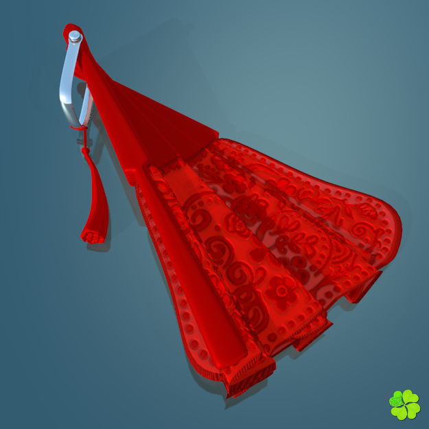 Hand fan lace multicolor rigged low poly Low-poly 3D model_20