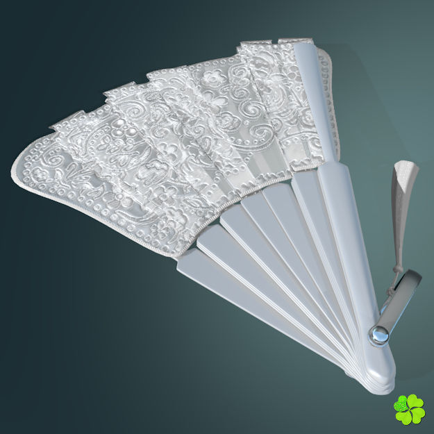 Hand fan lace multicolor rigged low poly Low-poly 3D model_23