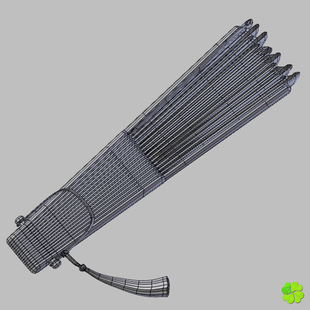 Hand fan lace multicolor rigged low poly Low-poly 3D model_34