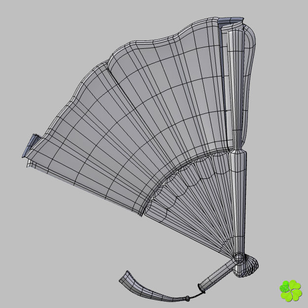 Hand fan lace multicolor rigged low poly Low-poly 3D model_30