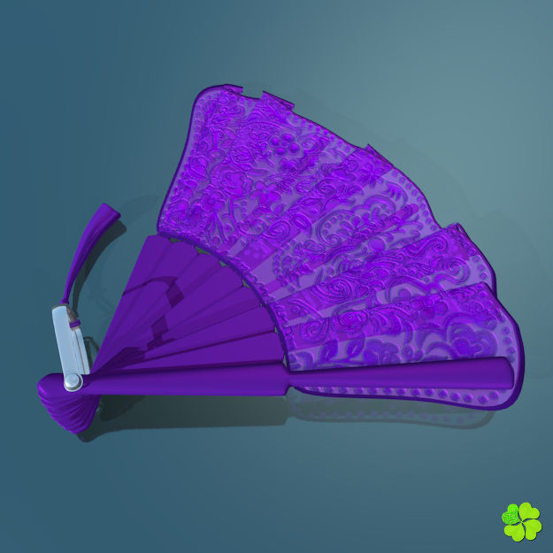 Hand fan lace multicolor rigged low poly Low-poly 3D model_4