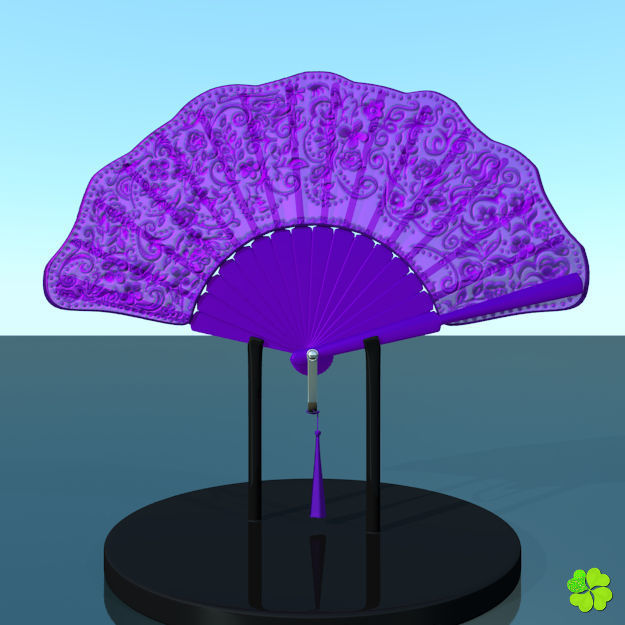 Hand fan lace multicolor rigged low poly Low-poly 3D model_28