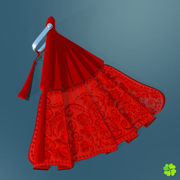 Hand fan lace multicolor rigged low poly Low-poly 3D model_25