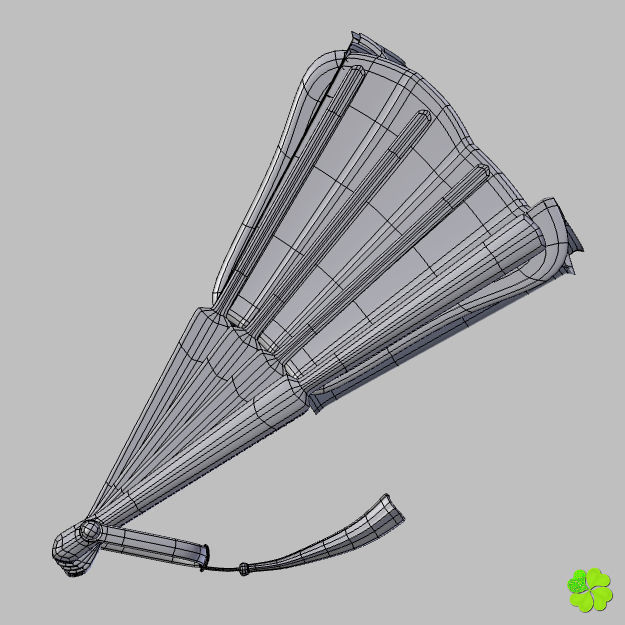 Hand fan lace multicolor rigged low poly Low-poly 3D model_32