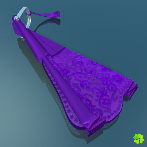 Hand fan lace multicolor rigged low poly Low-poly 3D model_22