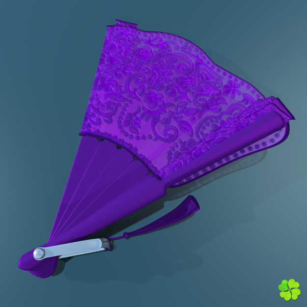 Hand fan lace multicolor rigged low poly Low-poly 3D model_24