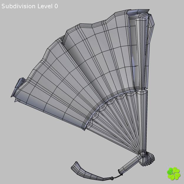 Hand fan lace multicolor rigged low poly Low-poly 3D model_31