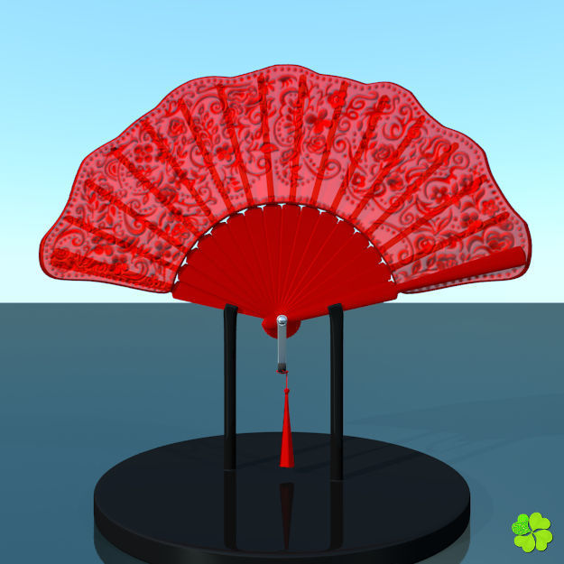 Hand fan lace multicolor rigged low poly Low-poly 3D model_29