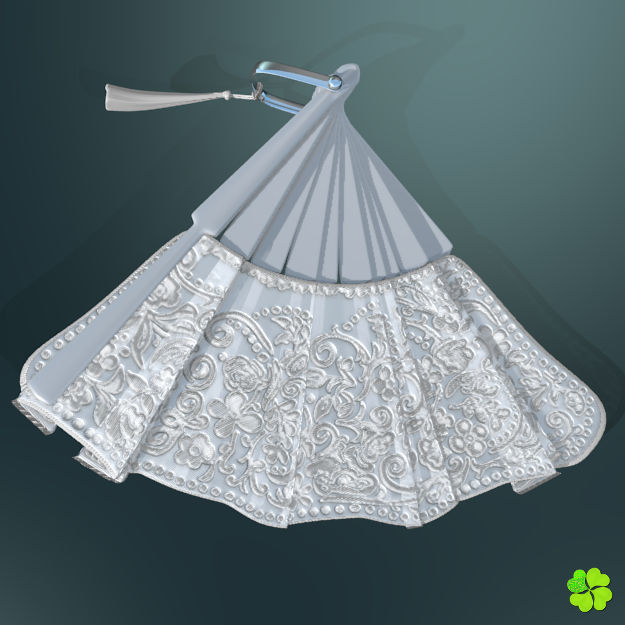 Hand fan lace multicolor rigged low poly Low-poly 3D model_9