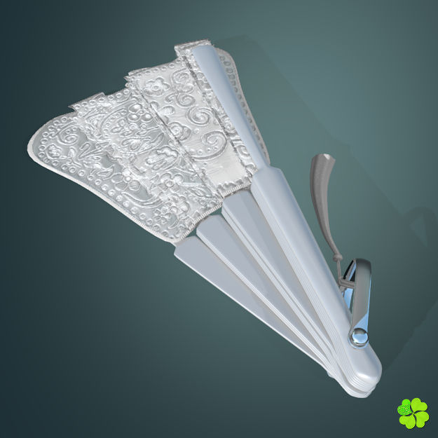 Hand fan lace multicolor rigged low poly Low-poly 3D model_3