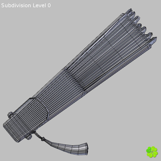 Hand fan lace multicolor rigged low poly Low-poly 3D model_35