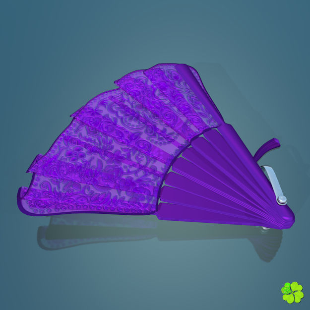 Hand fan lace multicolor rigged low poly Low-poly 3D model_18