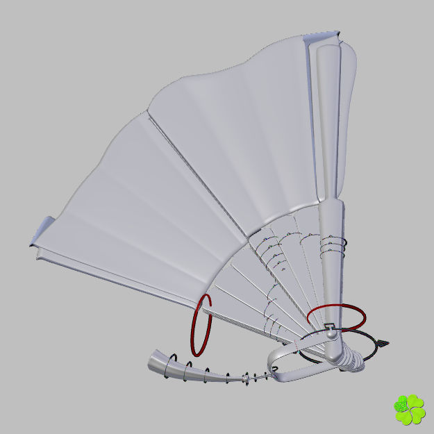 Hand fan lace multicolor rigged low poly Low-poly 3D model_43
