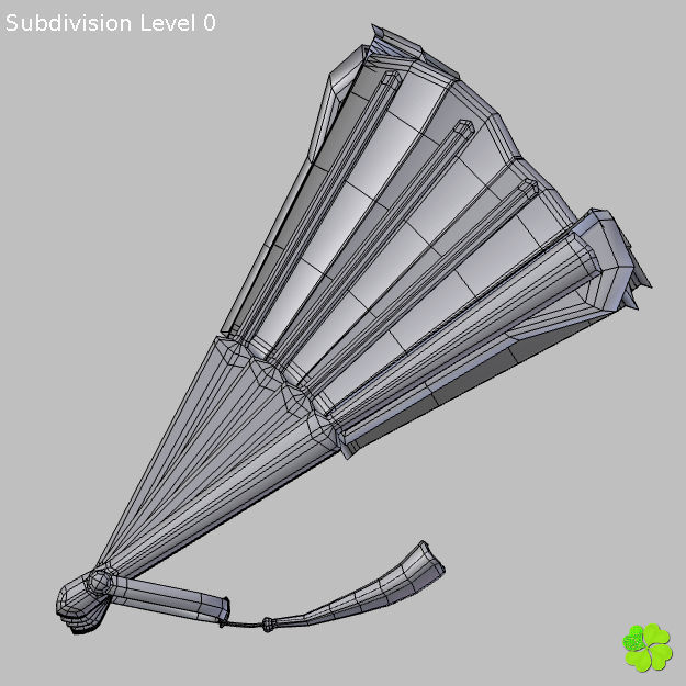 Hand fan lace multicolor rigged low poly Low-poly 3D model_33