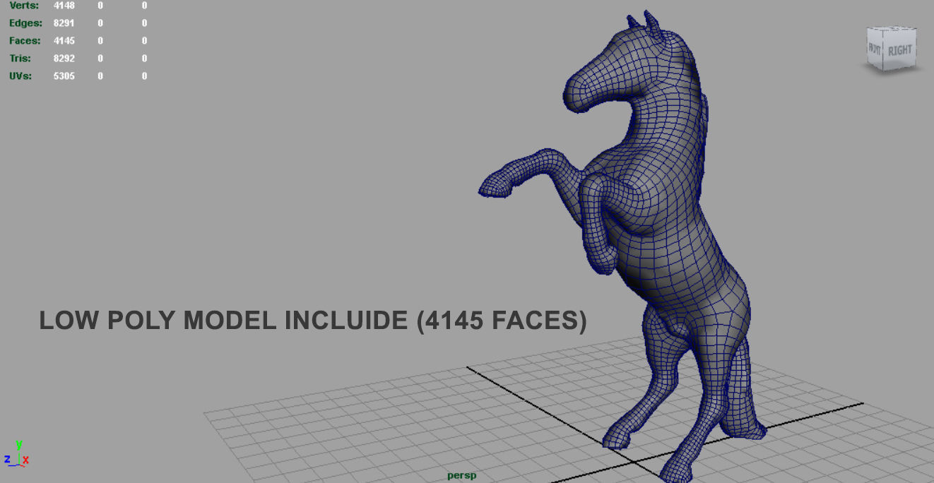 Black Horse Low-poly 3D model_16