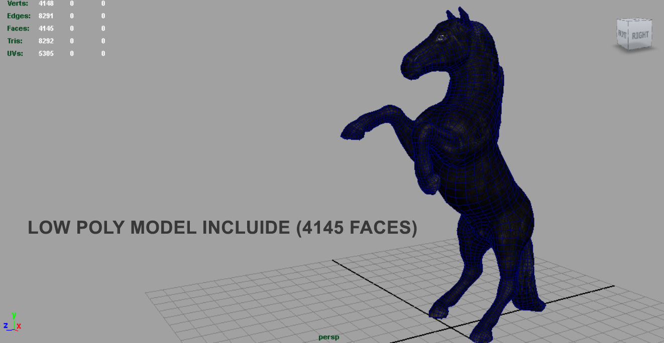 Black Horse Low-poly 3D model_15