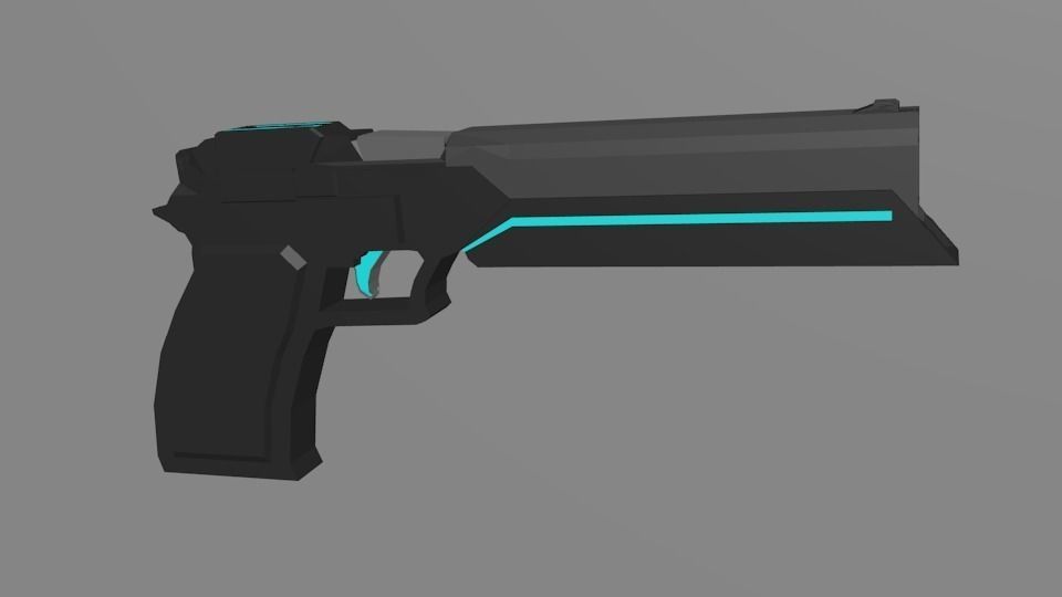 FREE Low Poly Cyberpunk-Sci fi Handgun Free low-poly 3D model