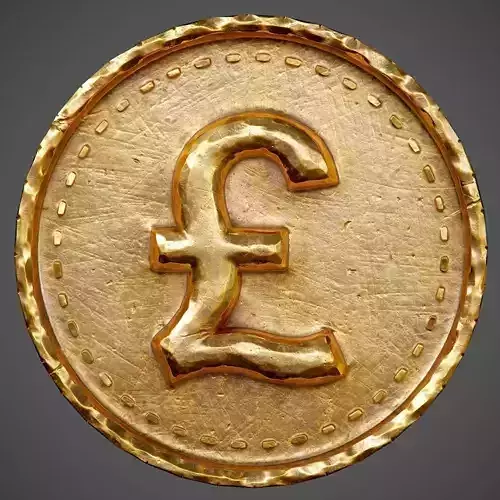 Old Coin with Pound sign - PBR Game-Ready