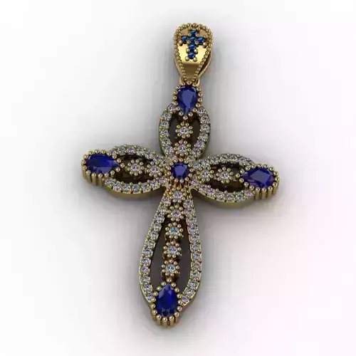 cross with diamonds and sappires 
