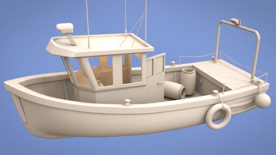 Fishing Ship with interior game-ready asset Free low-poly 3D model_8