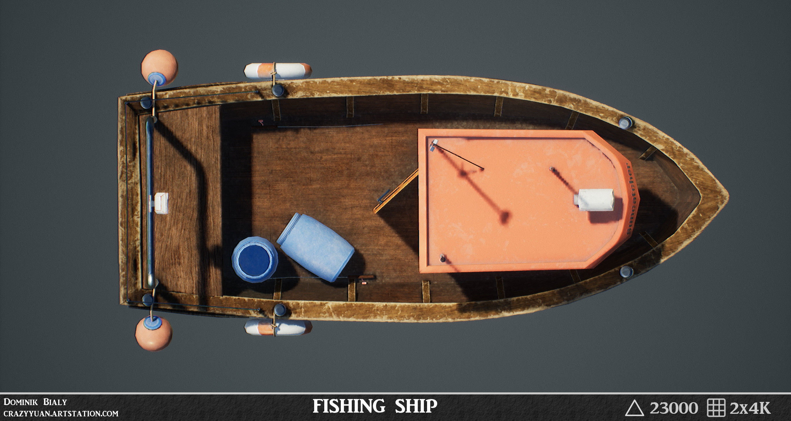 Fishing Ship with interior game-ready asset Free low-poly 3D model_5