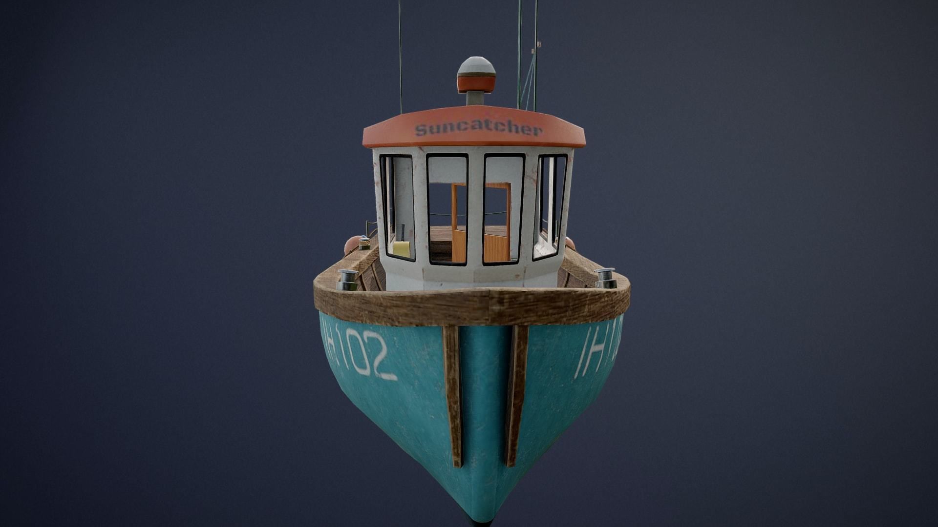Fishing Ship with interior game-ready asset Free low-poly 3D model_11