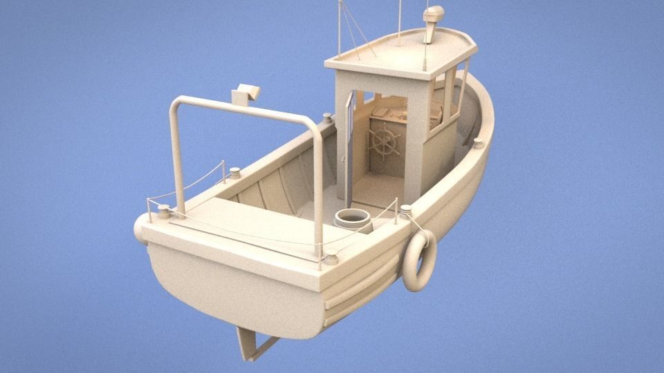 Fishing Ship with interior game-ready asset Free low-poly 3D model_9