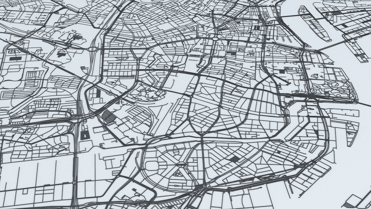 Rotterdam Road Network and Streets 3D model_2