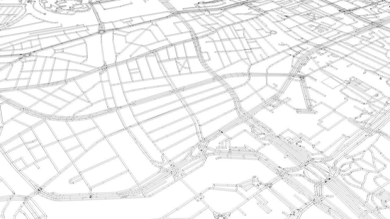 Rotterdam Road Network and Streets 3D model_11