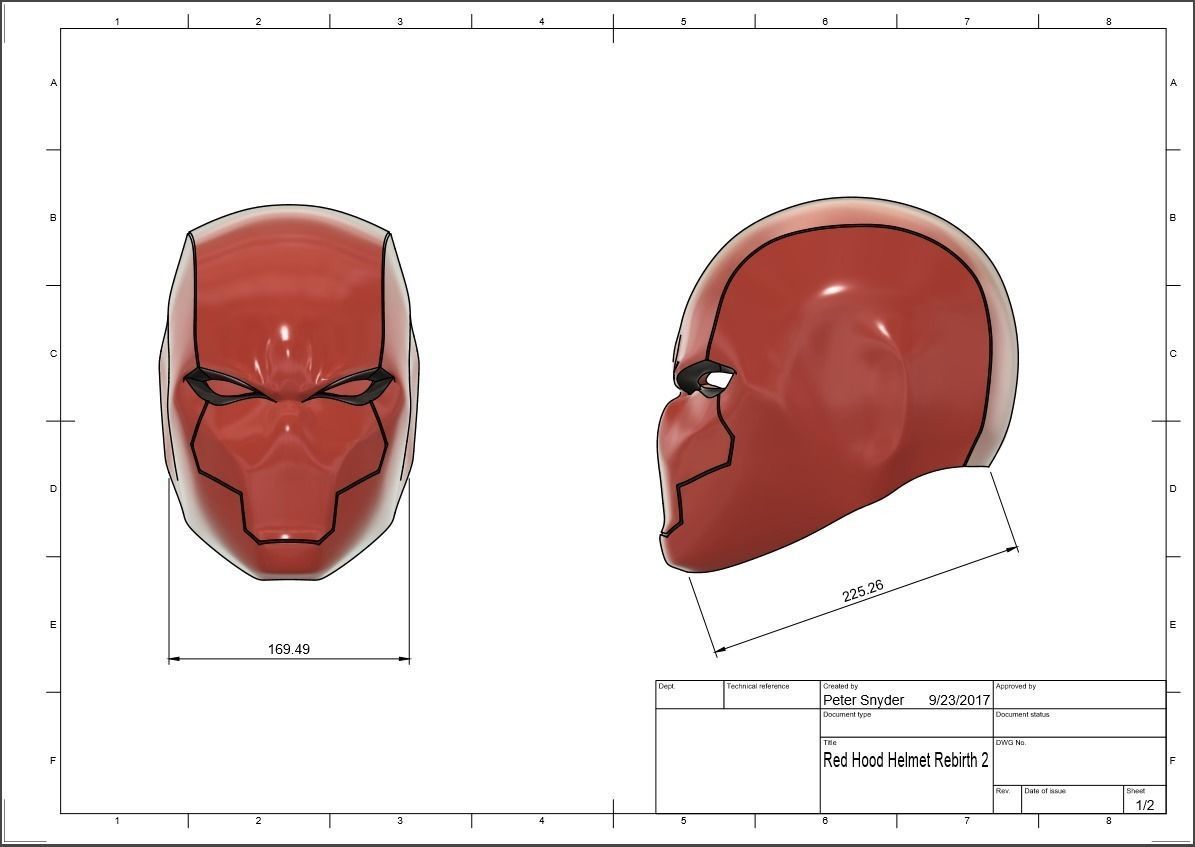 Red Hood Helmet Rebirth 3D print model_3