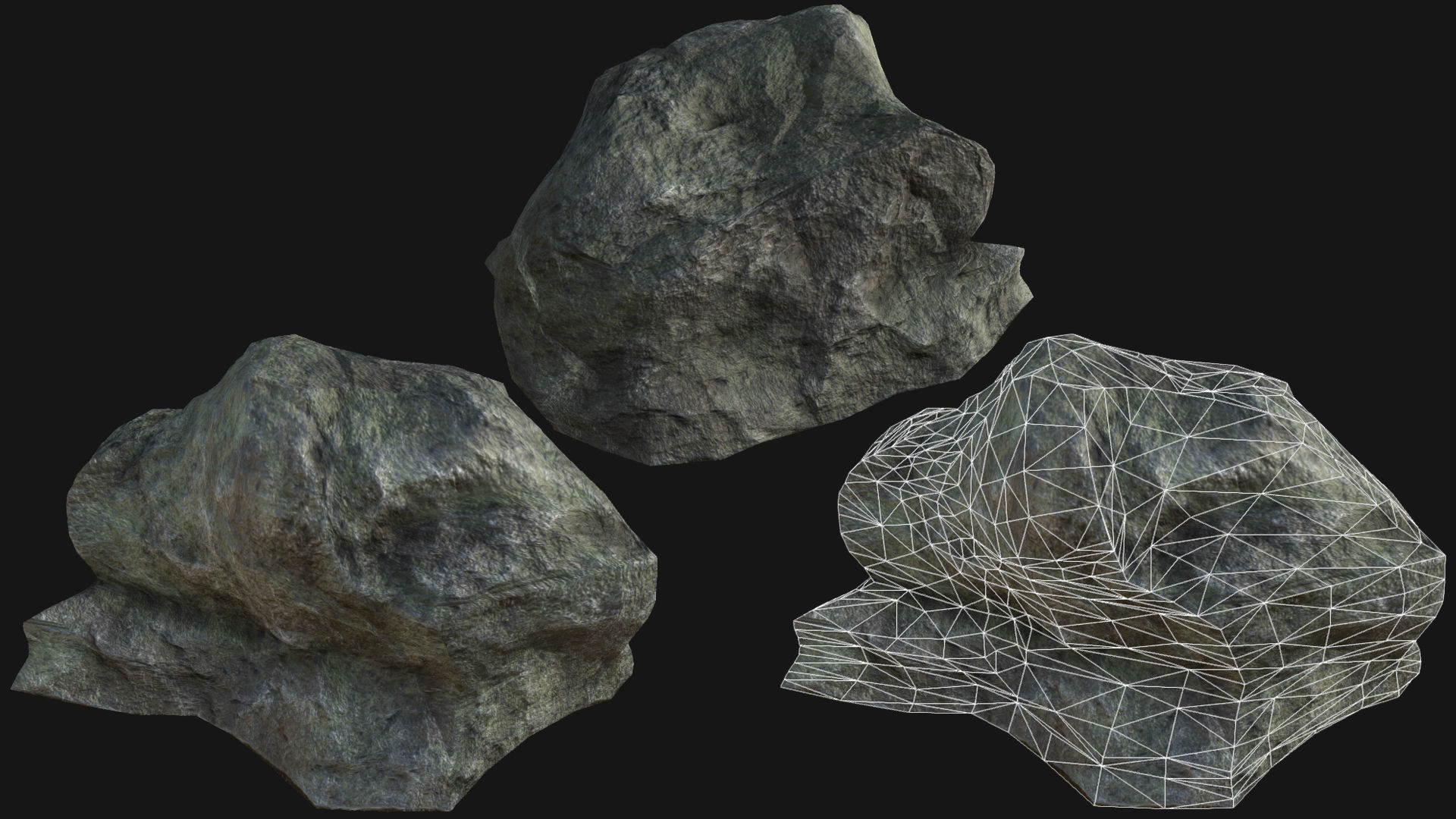Mountain Rocks Collection PBR Low-poly 3D model_5