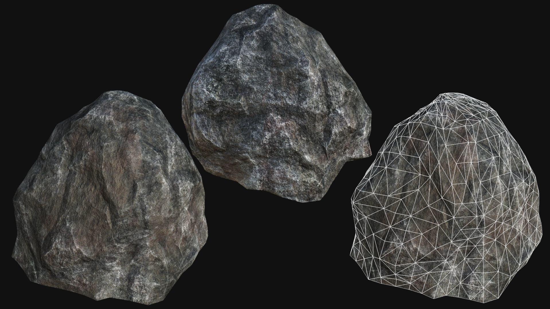Mountain Rocks Collection PBR Low-poly 3D model_14