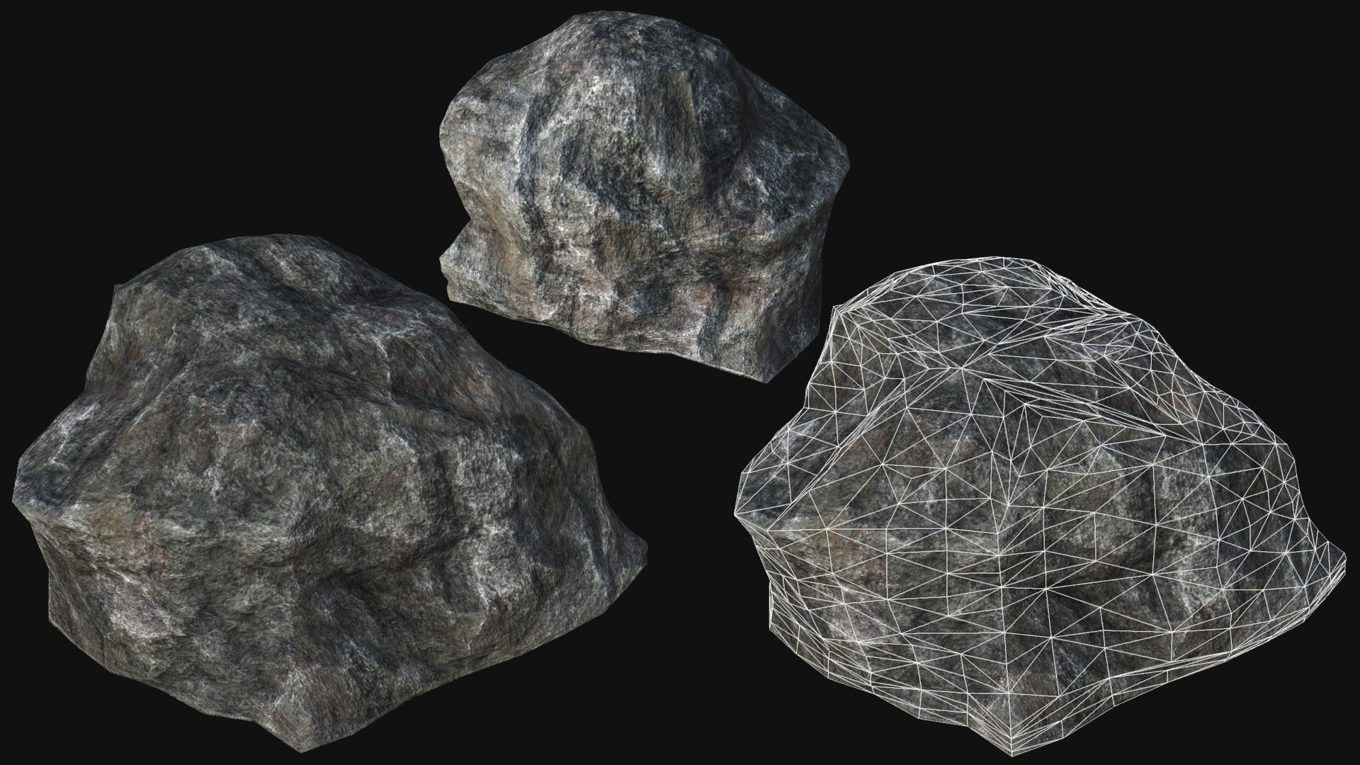 Mountain Rocks Collection PBR Low-poly 3D model_8