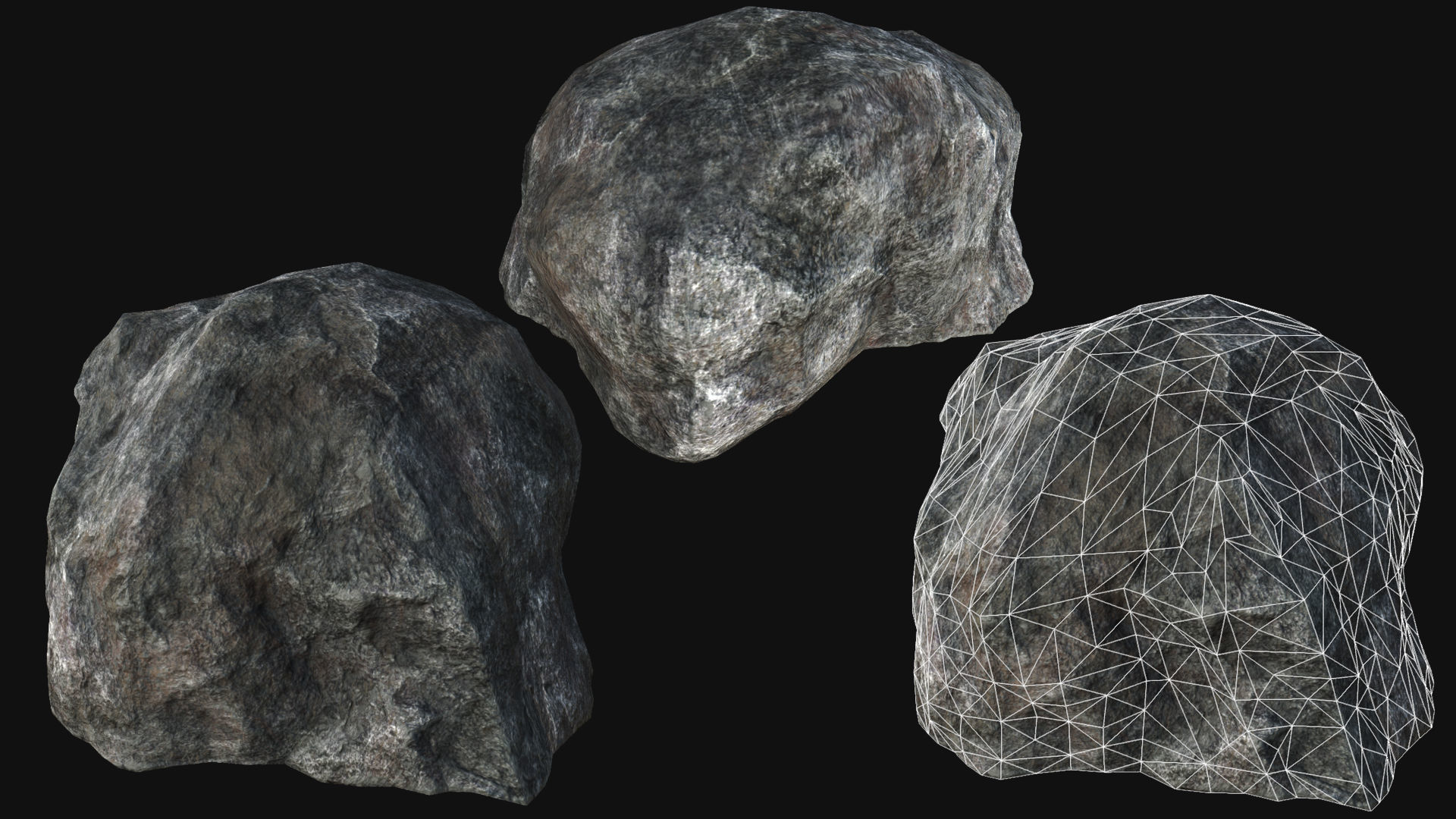 Mountain Rocks Collection PBR Low-poly 3D model_10