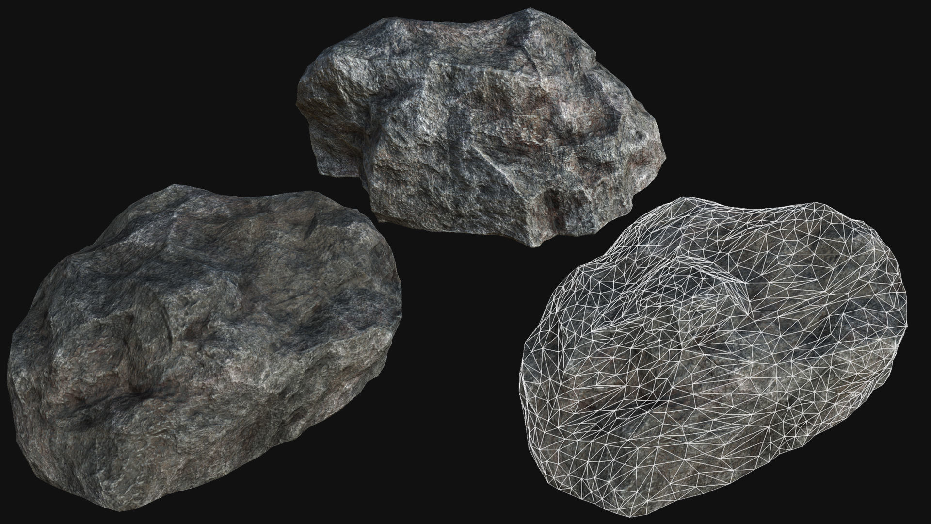 Mountain Rocks Collection PBR Low-poly 3D model_18