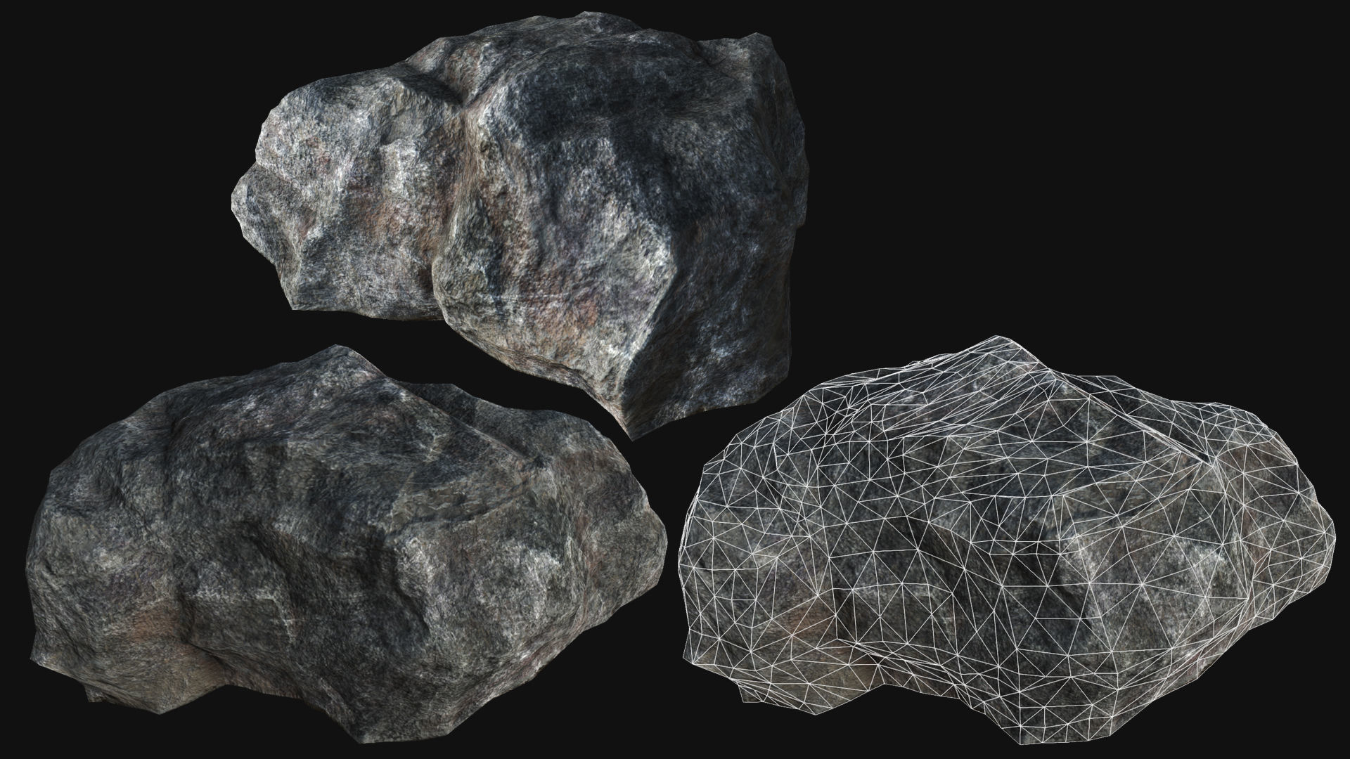 Mountain Rocks Collection PBR Low-poly 3D model_16