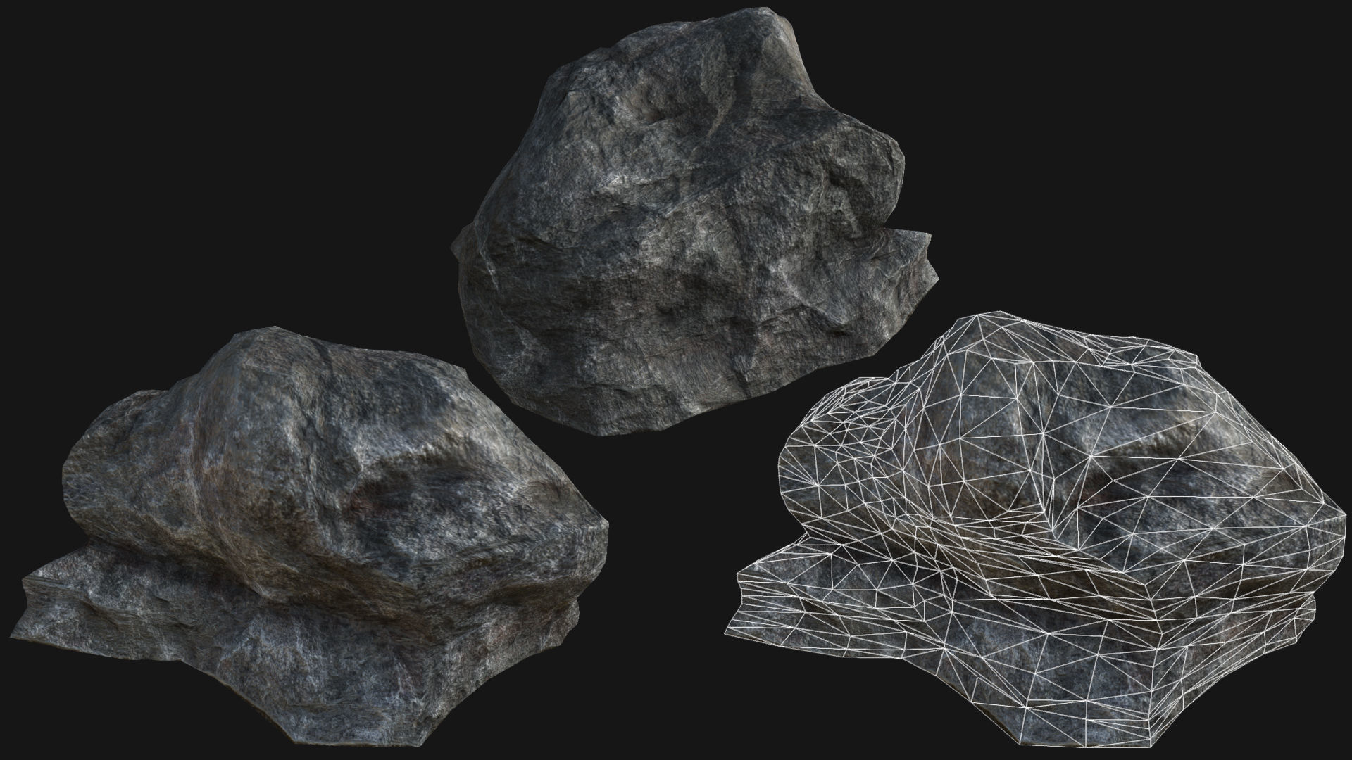 Mountain Rocks Collection PBR Low-poly 3D model_6