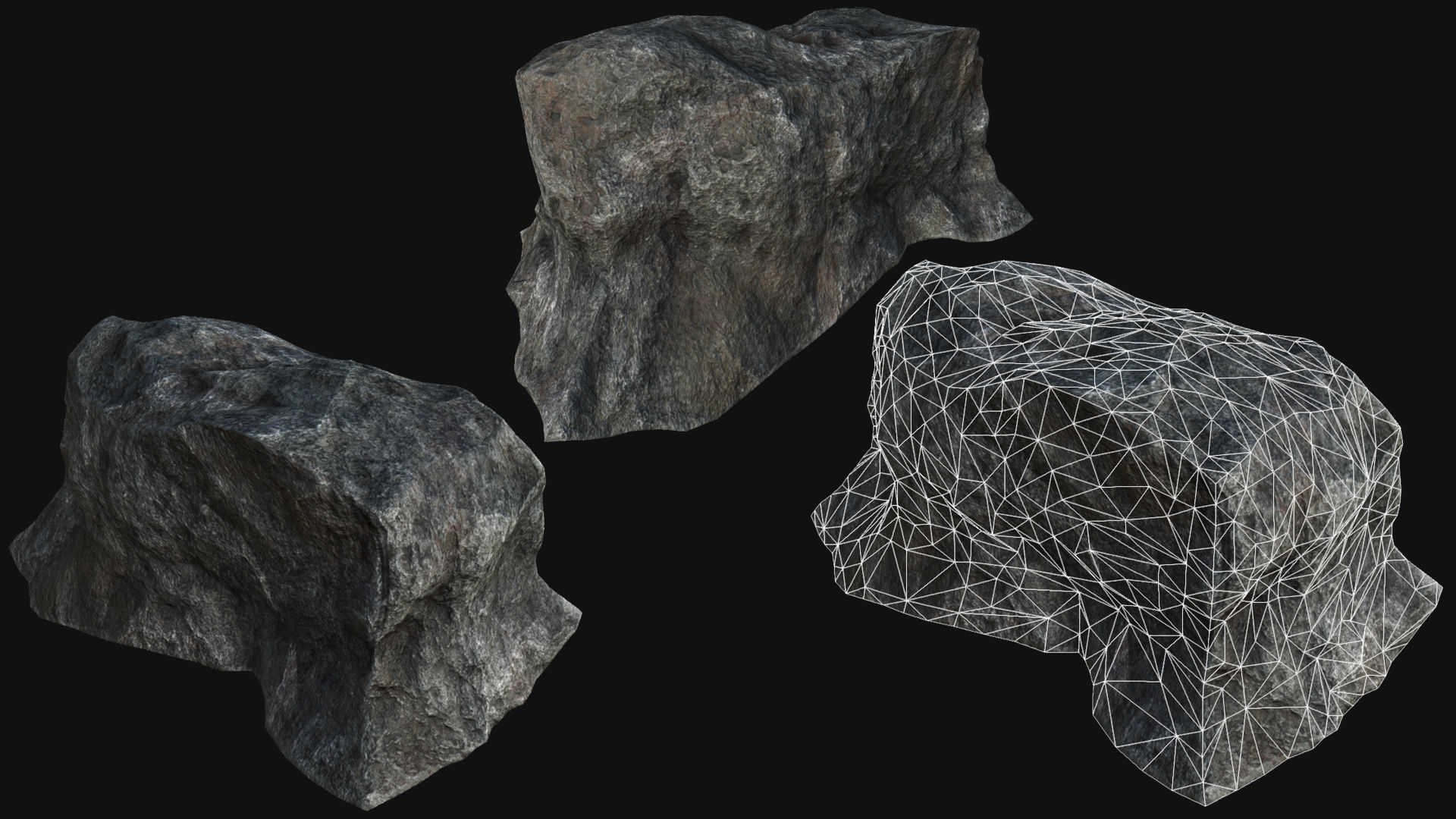 Mountain Rocks Collection PBR Low-poly 3D model_25