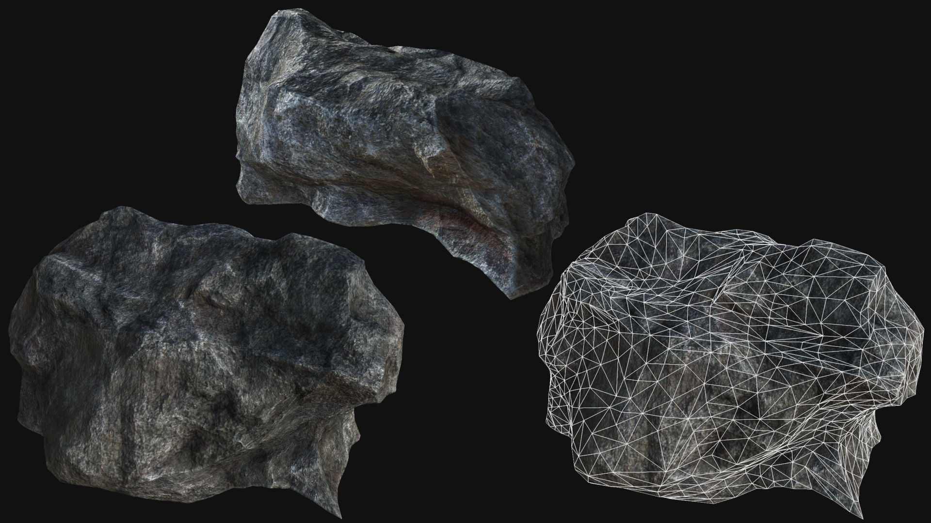 Mountain Rocks Collection PBR Low-poly 3D model_19
