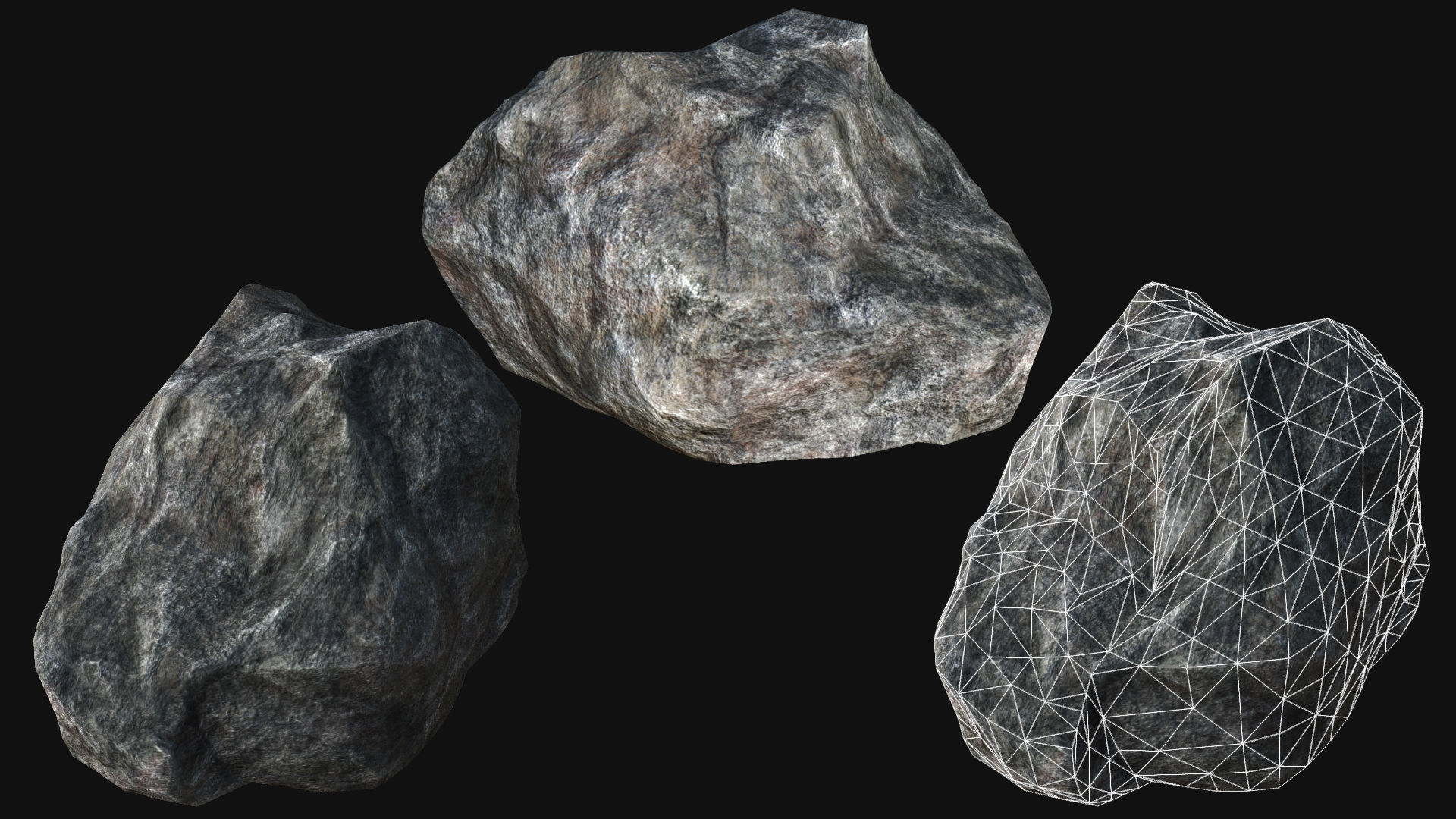 Mountain Rocks Collection PBR Low-poly 3D model_11