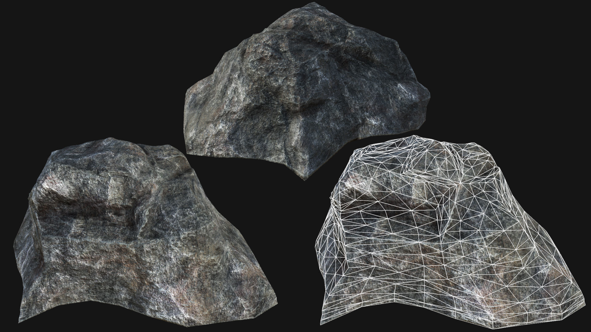 Mountain Rocks Collection PBR Low-poly 3D model_30